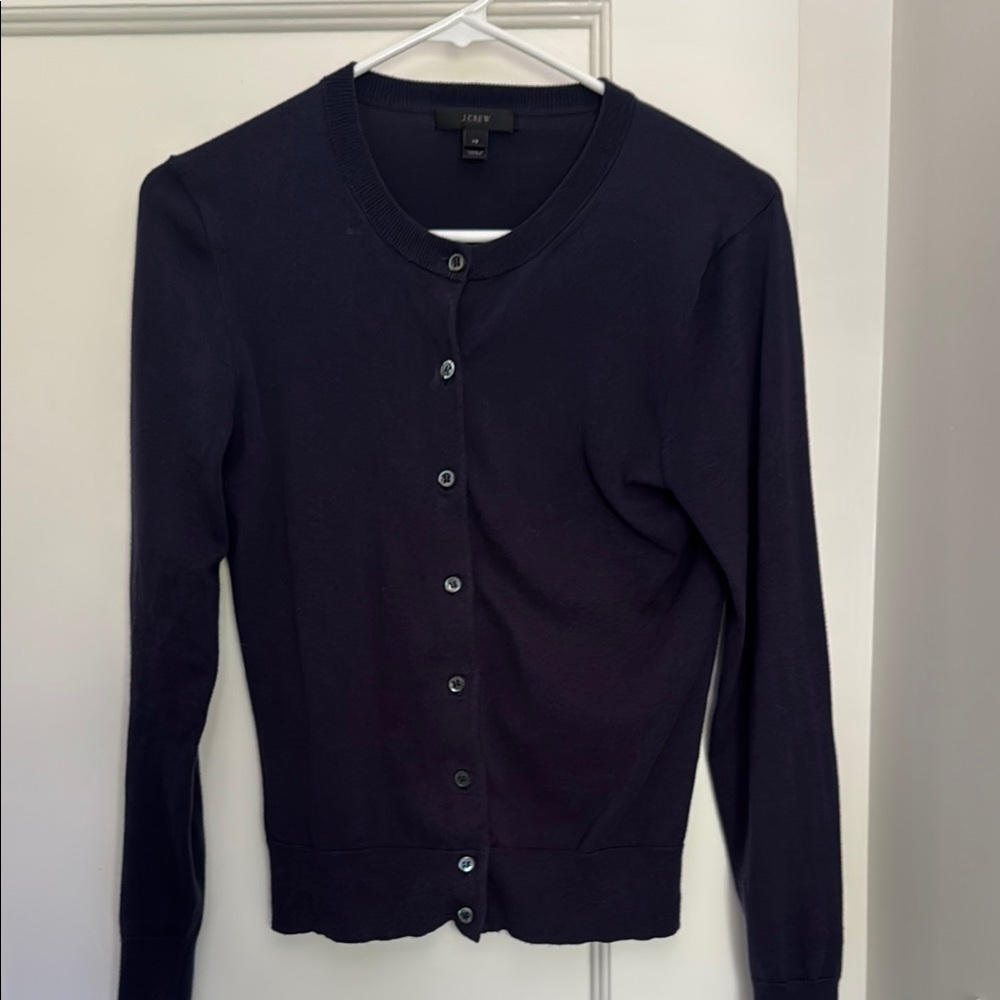 J. Crew Navy Classic Knit Cardigan Sweater